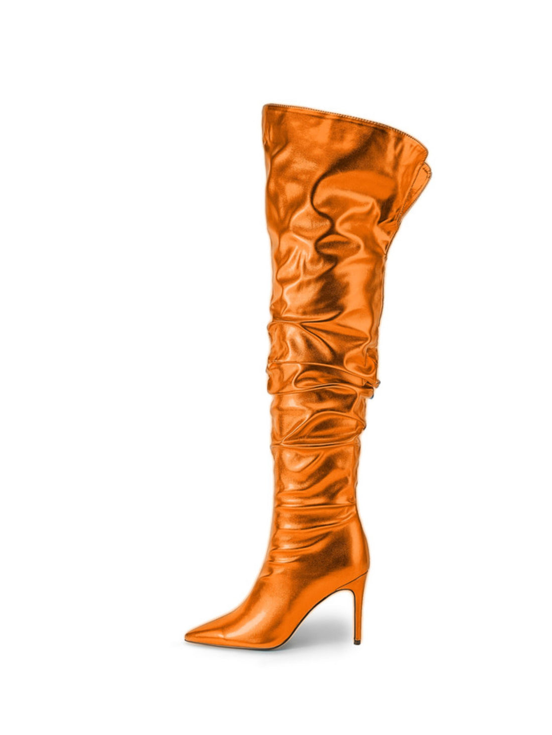 Sunset Glow Orange Over-the-Knee Boots with Stiletto heels