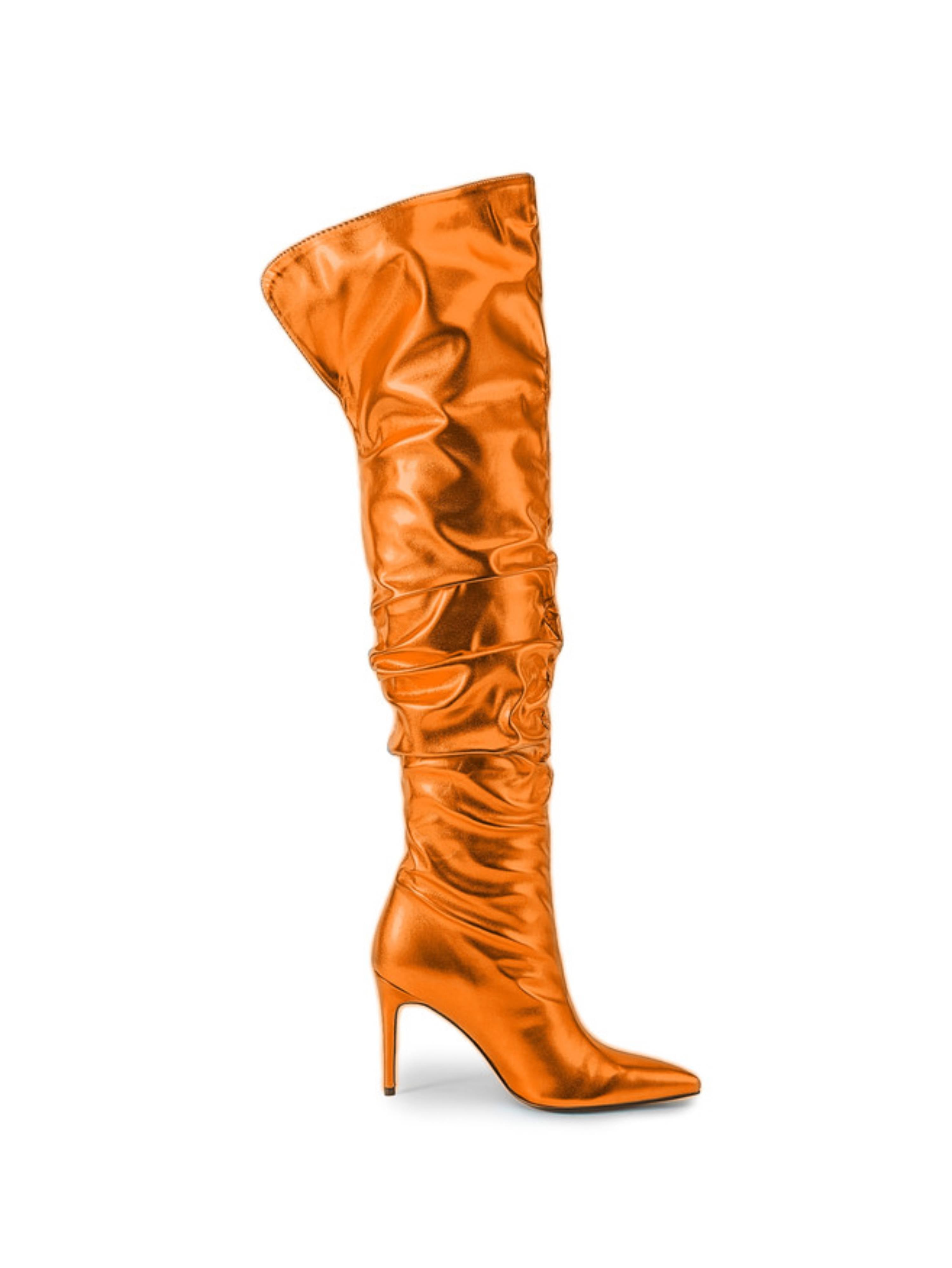 Sunset Glow Orange Over-the-Knee Boots with Stiletto heels