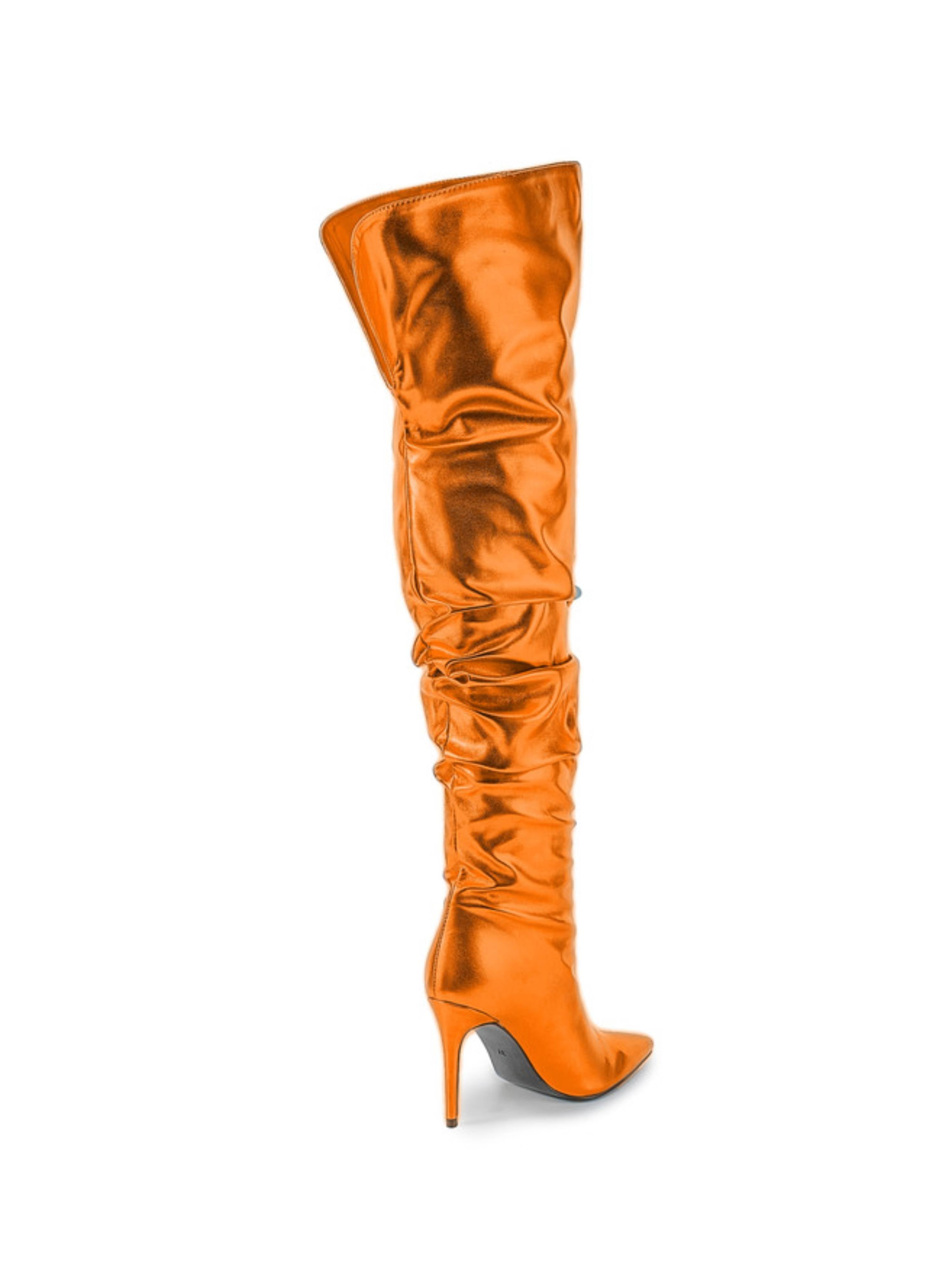 Sunset Glow Orange Over-the-Knee Boots with Stiletto heels