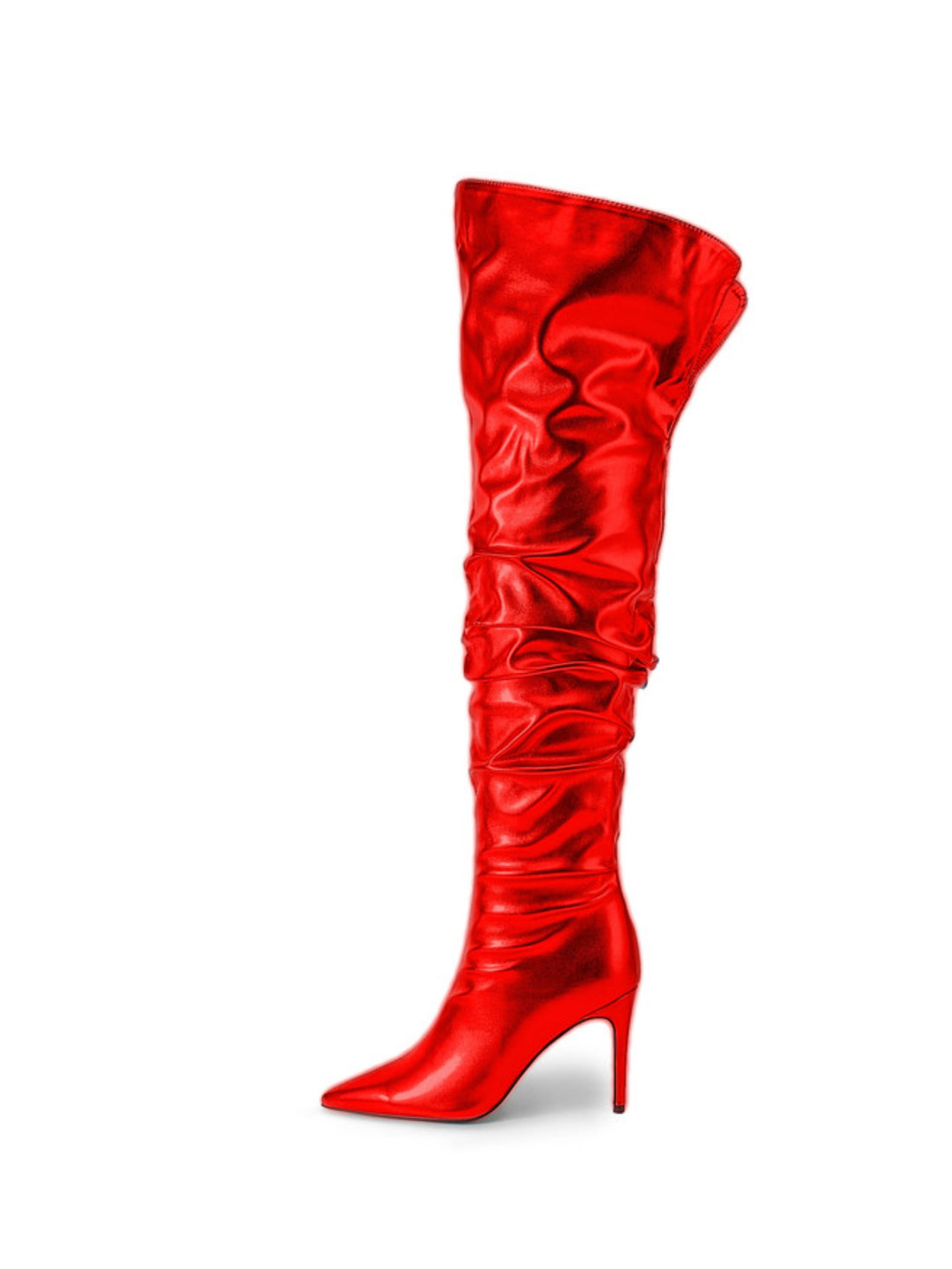 Crimson Red Flame High-Heel Over-the-Knee High Boots