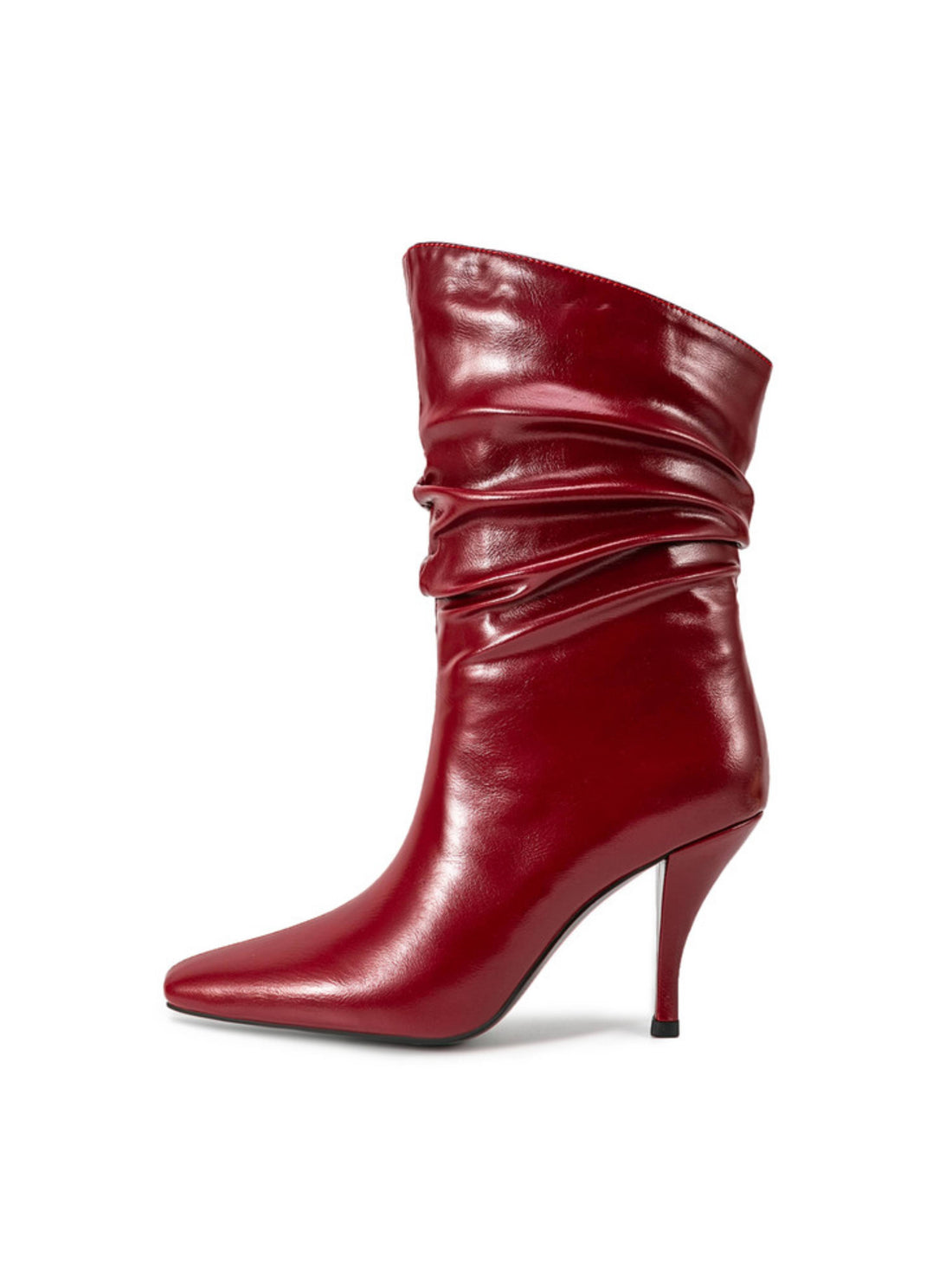 Bold Red High-Heel Slouchy Ankle Boots for Women