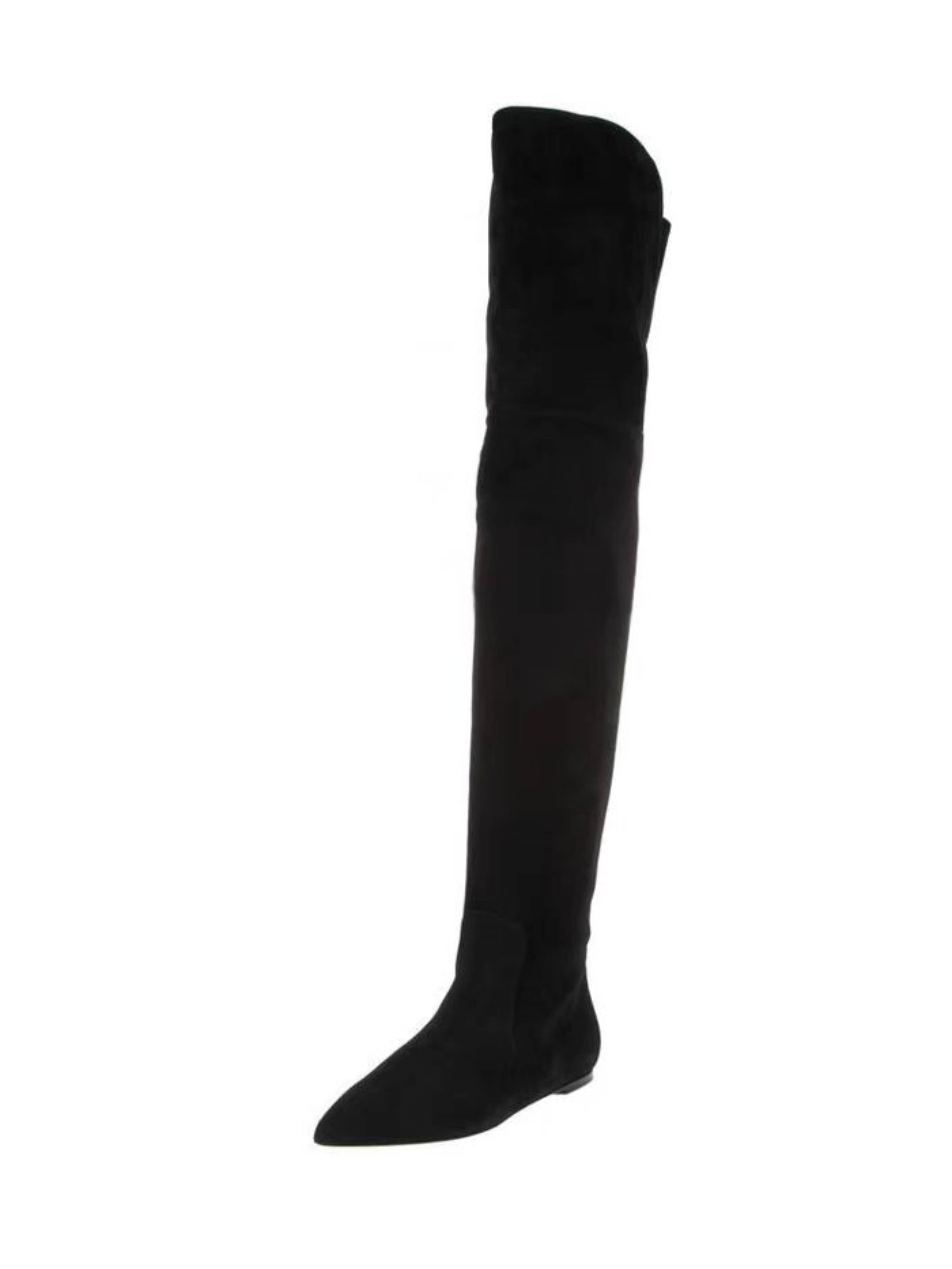 Midnight Black Flats Over-the-Knee Boots