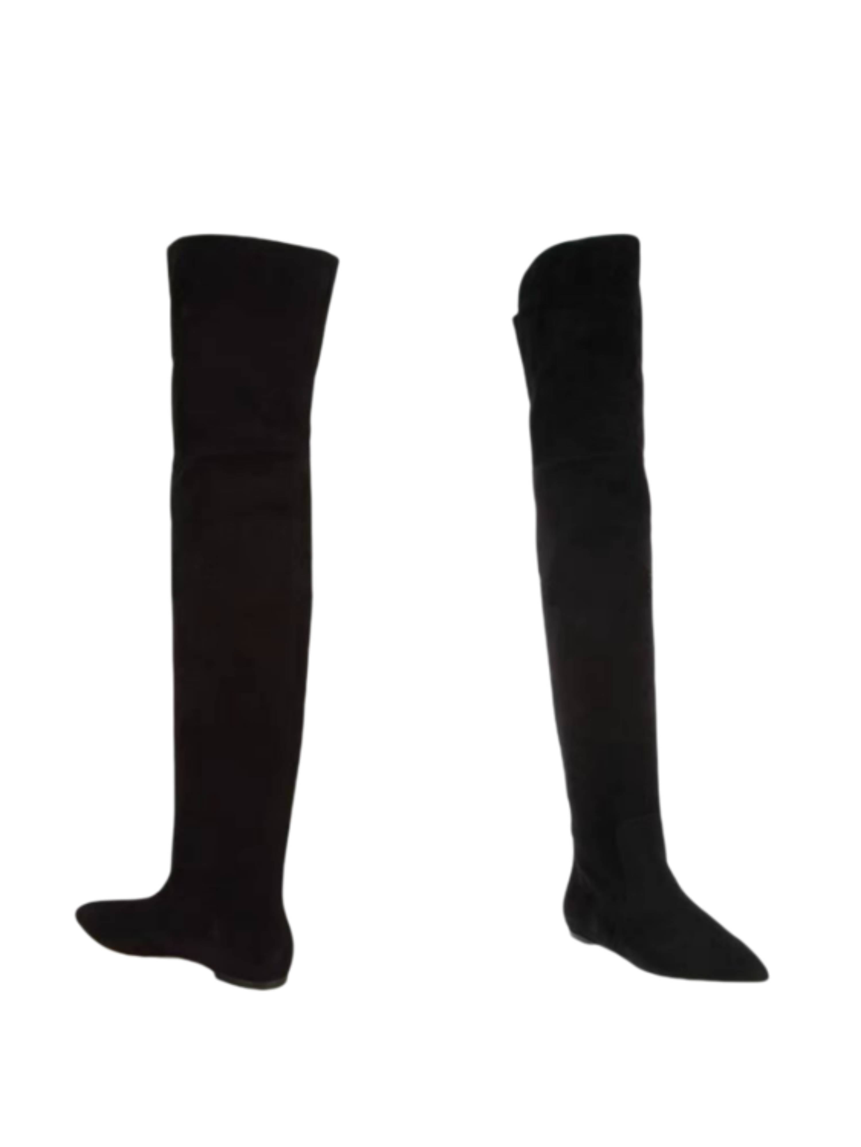 Midnight Black Flats Over-the-Knee Boots