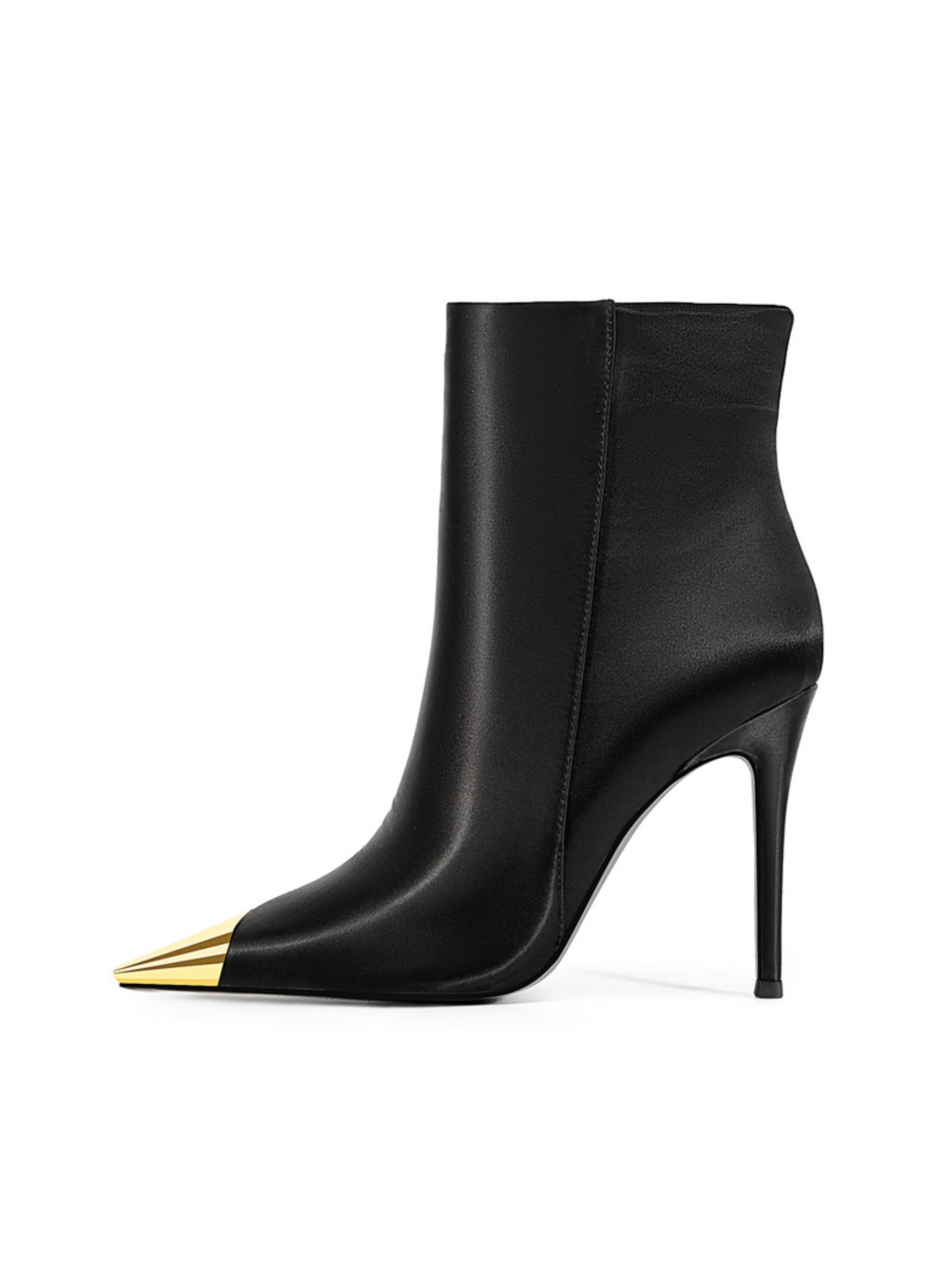Midnight Edge Black Ankle Boots with Heels