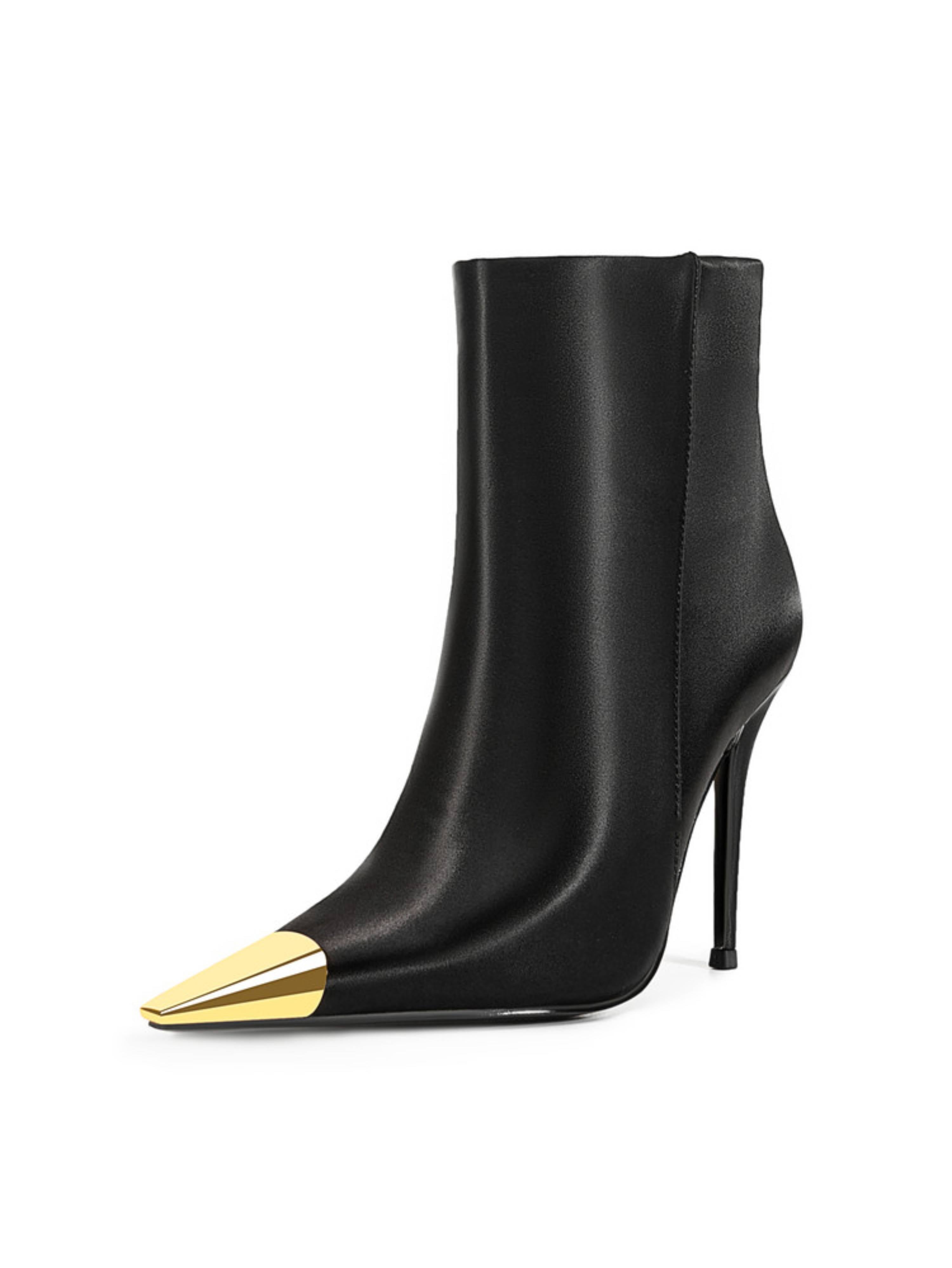 Midnight Edge Black Ankle Boots with Heels