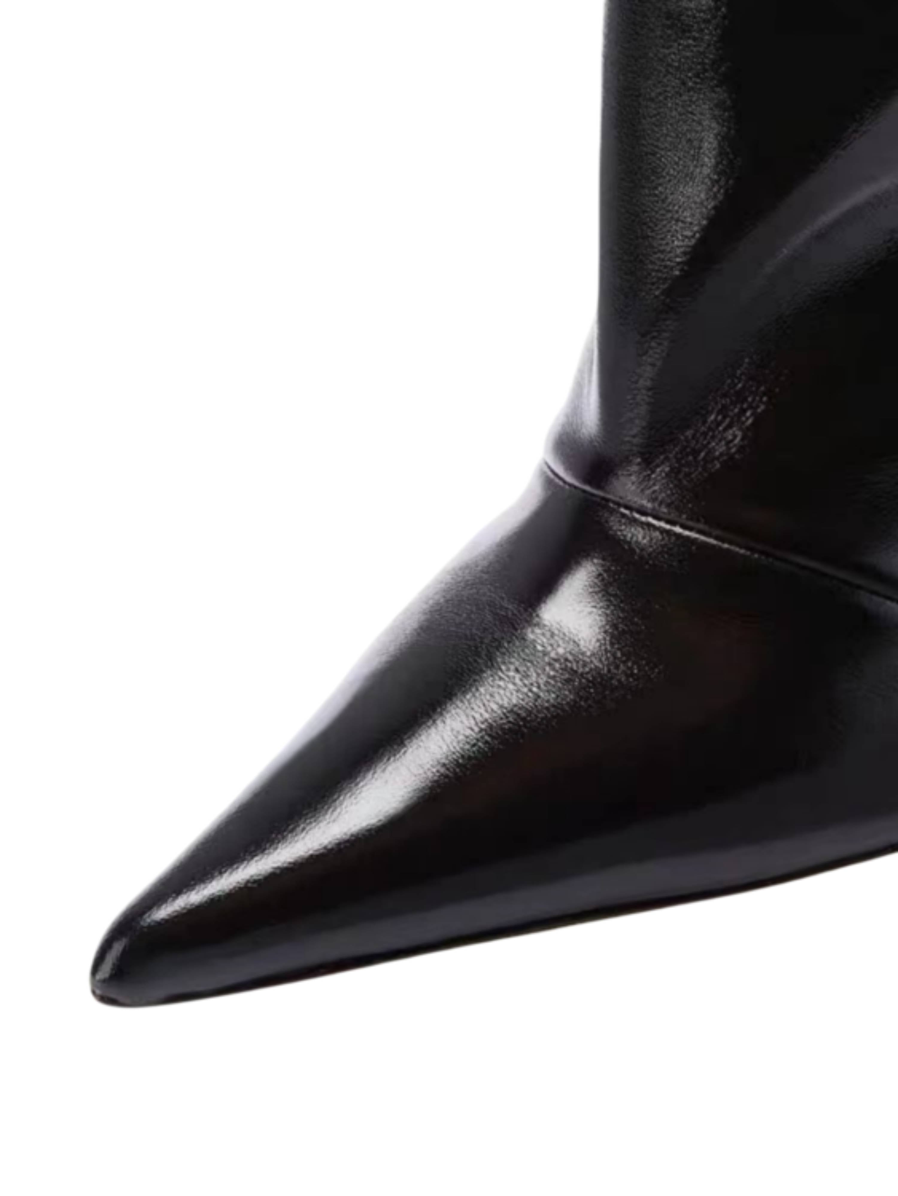 Black Slouchy Stiletto High-Heel Knee-High Boots